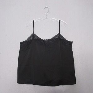 J‎ Crew Lace Cami Tank Top Women XL Black Dainty Romantic Layer Capsule Wardrobe